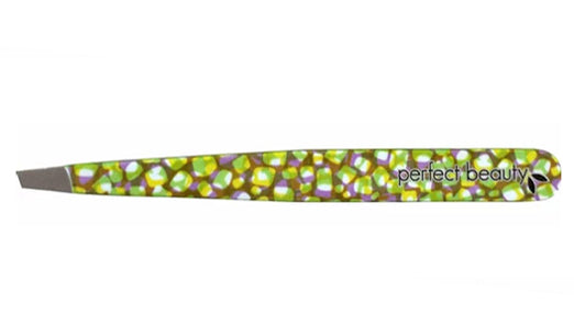 Green Mosaic Tweezers - Slanted Tip-made in Italy