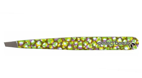 Green Mosaic Tweezers - Slanted Tip-made in Italy