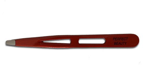 Perfect Beauty Red Groovy Pro Tweezers - Flat Square Tip-made in Italy