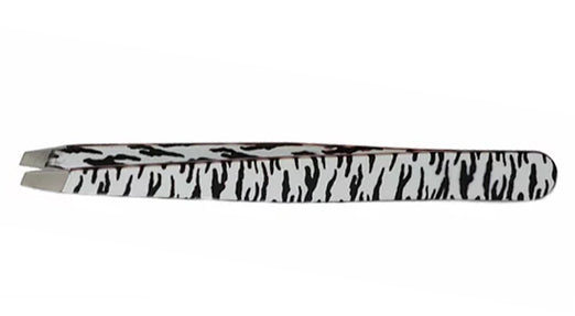 White Tiger Safari Tweezers - Slanted Tip-made in Italy