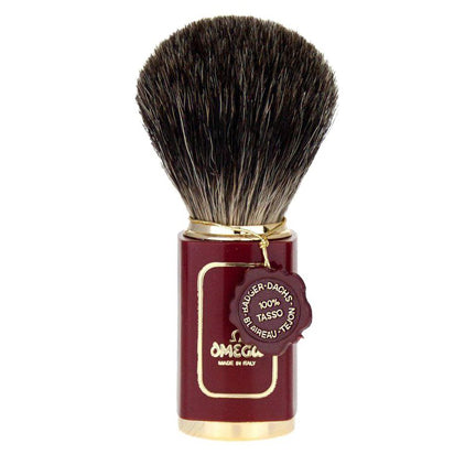 Omega 63180 Pure Badger Shaving Brush, Red Handle-made in Italy
